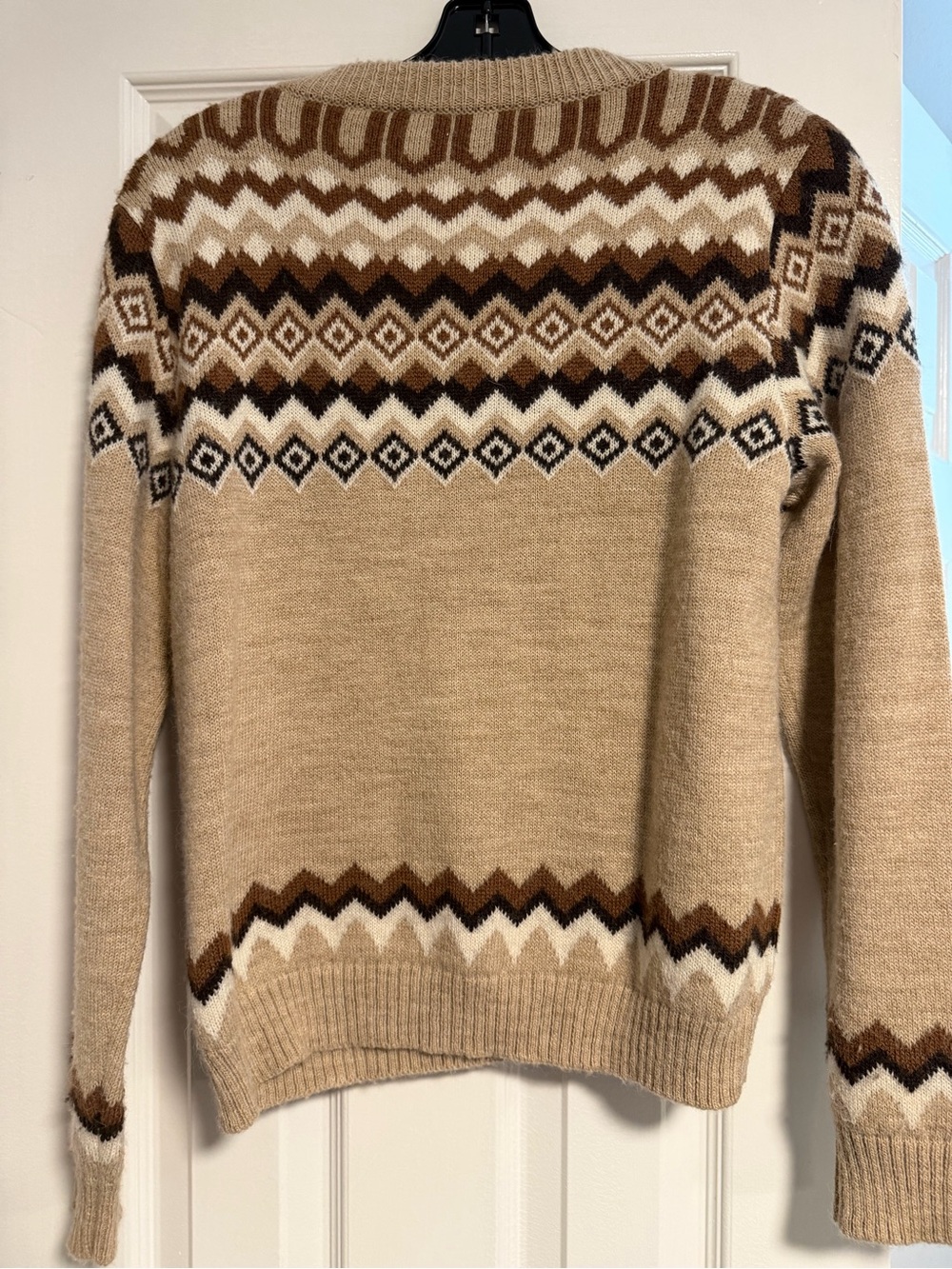 Weekend Max Mara Fair Isle Alpaca Wool Blend Sweater Camel Brown Size M - Picture 4 of 5